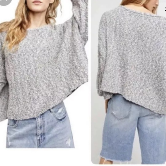 NEW FREE PEOPLE Good day light gray pullover size S crop over sized casual J21. - Picture 3 of 5